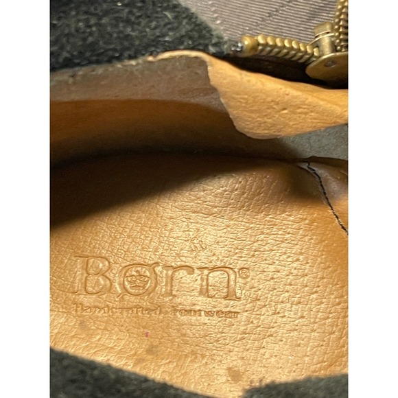 Born Black Leather Ankle Booties Side Zip Comfortable Block Heel Size 11 - Picture 2 of 8